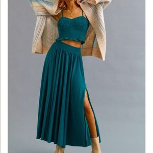 Anthropologie Forever that girl Smocked Skirt Set